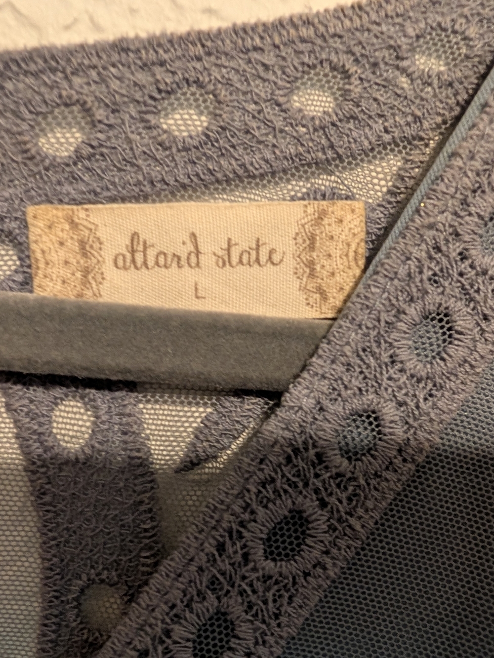 Altar'd State Size Large L Dusty Blue Embroidered Lace Maxi Dress Flowy Feminine - Picture 3 of 7